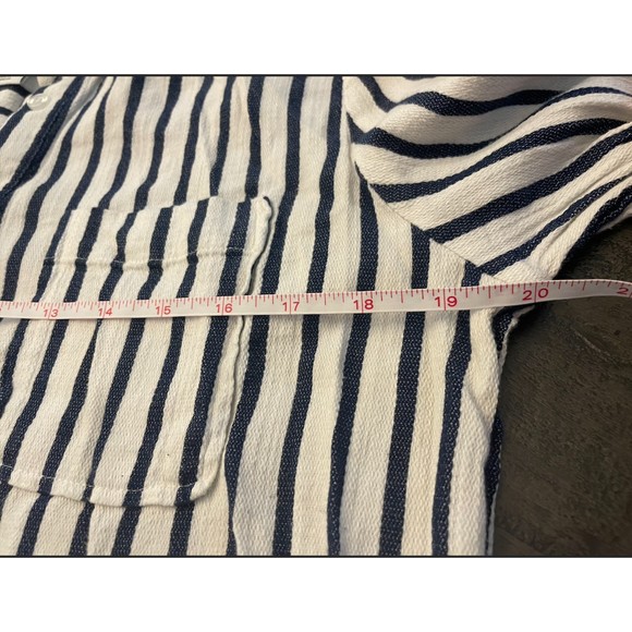 Liz Claiborne Long Sleeve Half Button Up Hi-Lo Striped Top - Sz S - Picture 6 of 7